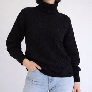 Aritzia Sunday Best Black Turtleneck Ribbed Knit Minimalist Preppy Sweater L